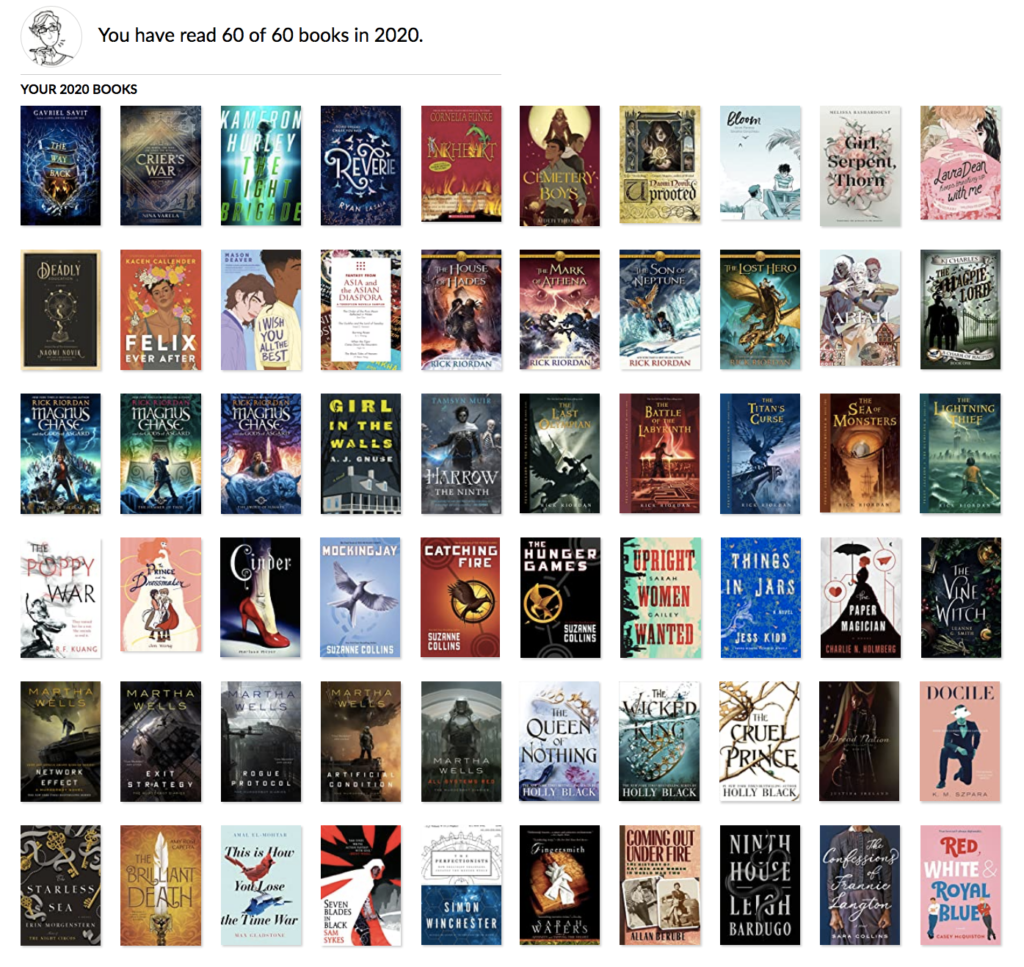 A screenshot of my Goodreads Reading Challenge Page, showing the 60 books I read this year.
